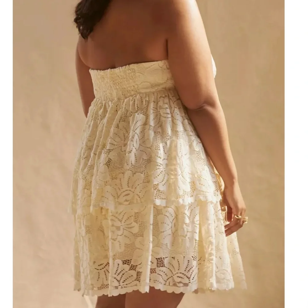 NWT Maeve Anthropologie Strapless Lace Mini Dress Women’s 1X Plus White Bridal - Picture 4 of 16